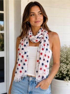 4th of July Red White & Blue Chic Starry Scarf 🧣 🇺🇸